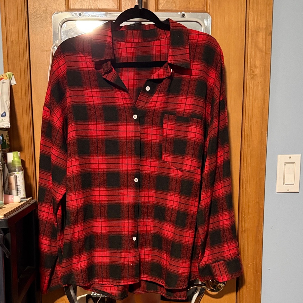 Red and Black Plaid Men's Shirt